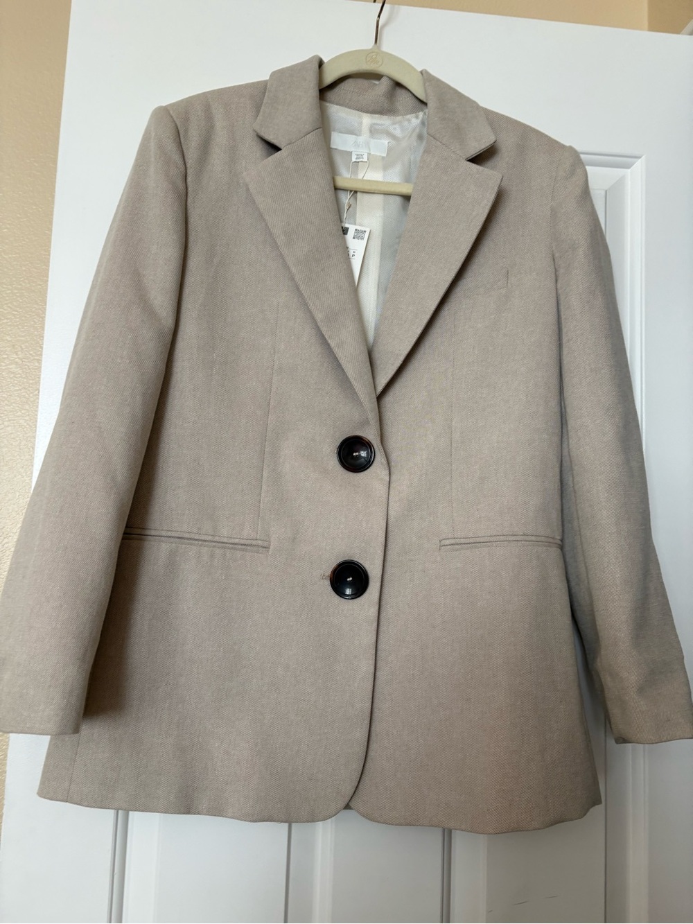 Zara Beige Single-Breasted Blazer Jacket